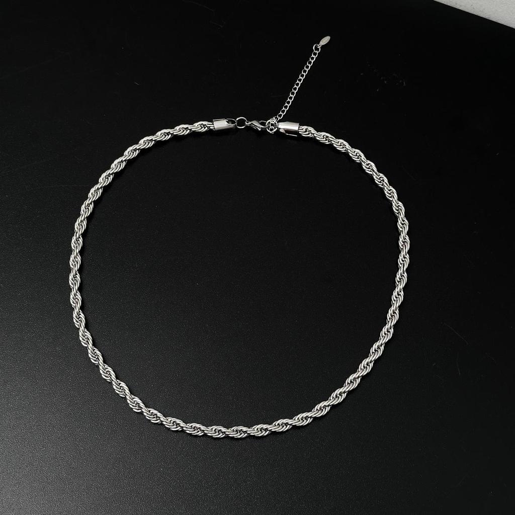 Trendy Titanium Steel Twist Chain Hip Hop Necklace - Men's European & American Street Style Versatile Clavicle Accessory