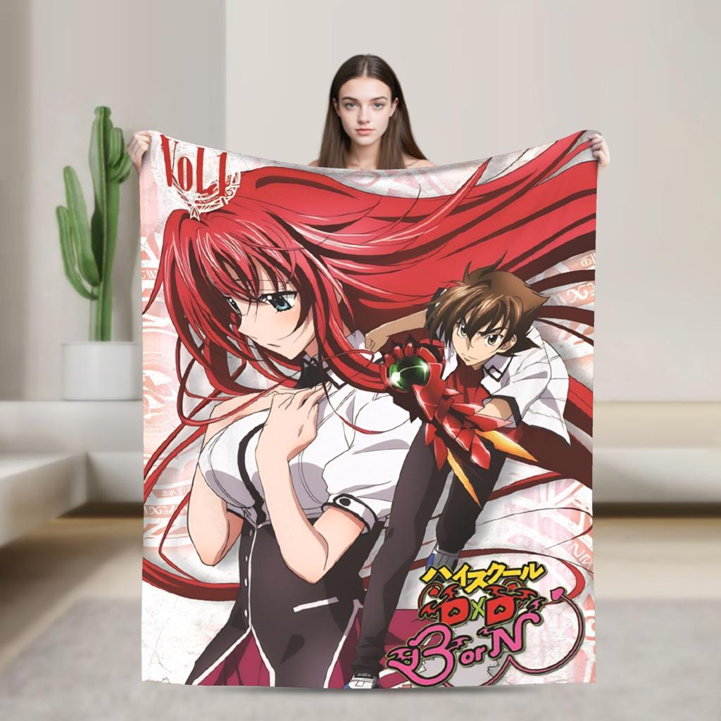 High School DxD Flannel Blanket Anime Super Warm Throw Blanket for Living Room Decorative Funny Bedspread Sofa Bed Cover