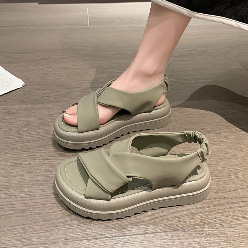 Сандалии женские лето 2025 новые Songgao толстая подошва для беременных женщин плоские повседневные спортивные римские сандалии