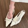 Fashion Fashion Bowknot Women's Sandals Party Sexy Pumps 2025 New Pointed Back Strap High-heeled Stilettos Ladies Slingback Sandals