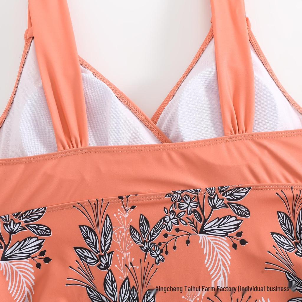 2025 Women's Plus Size Striped Boxer Tankini Swimsuit