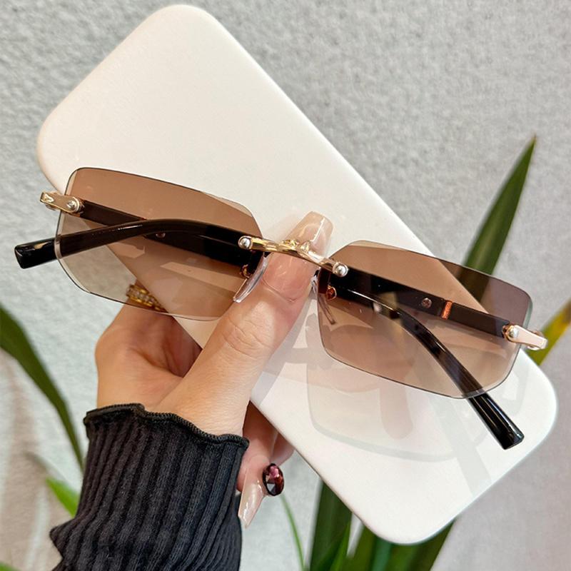 Роскошные солнцезащитные очки без оправы с защитой UV400 Модный ретро-дизайн для отпуска, рыбалки, езды на велосипеде Персонализированные очки