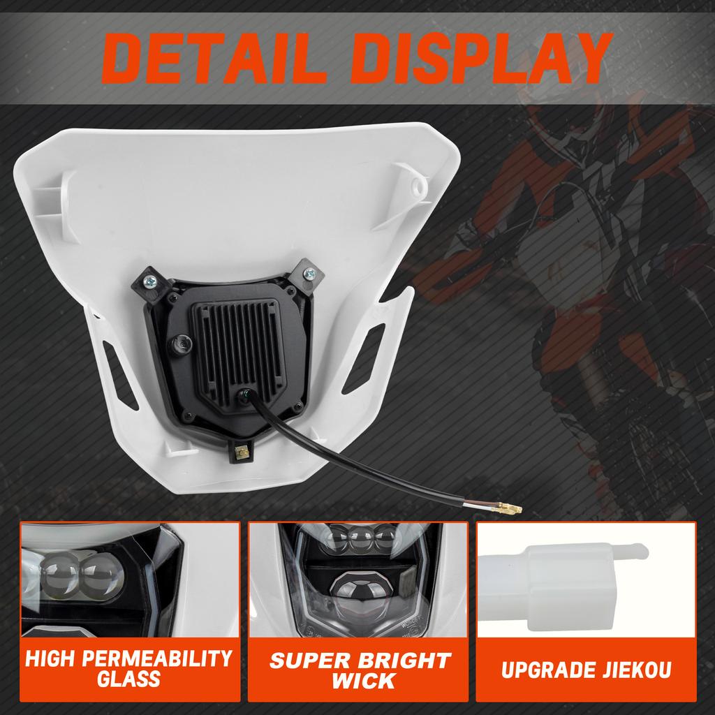 Для мотоцикла KTM Enduro Светодиодная фара Мотоциклетная фара с ближним и дальним светом Маска 125 150 200 250 300 350 450 500 Мотоцикл для бездорожья Мотокросс Фара
