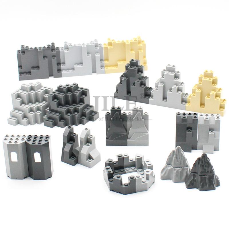 Moc Rock Panel Rockery Mountain DIY City Street View Bulk Building Blocks Bricks Set Compatible with Assembles Particles Toys