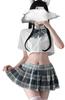 Сексуальная униформа косплей школьница JK мини юбка лента узор в клетку [Lady Lazy] (Серо-голубой)
