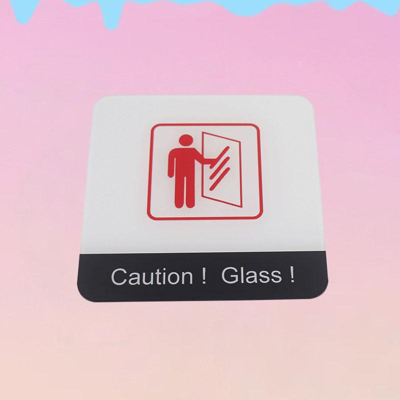 Поп Черный Акриловый Креативный Знак Осторожно Стекло Наклейка на Стену Предупреждающий Значок для Торговых центров Офисных зданий Гостиниц Ресторанов Банков