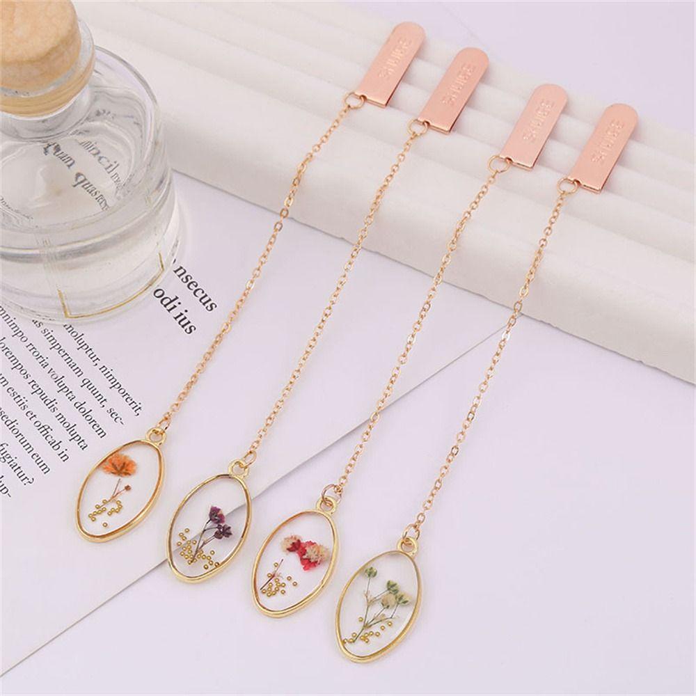Small Fresh Bookmark Pendant Literary Crystal Book Clip Creative Flower Bookmark Book Lovers