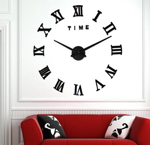 Wall Stickers DIY Mirror Digital Clock Quartz Hanging Needle Creative Large Roman Numbers 3D Movement Living Room Acrylic