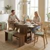 Extendable Dining Table for 4-6 People, 110-130cm Kitchen Table with 6 Open Shelves, Walnut Brown