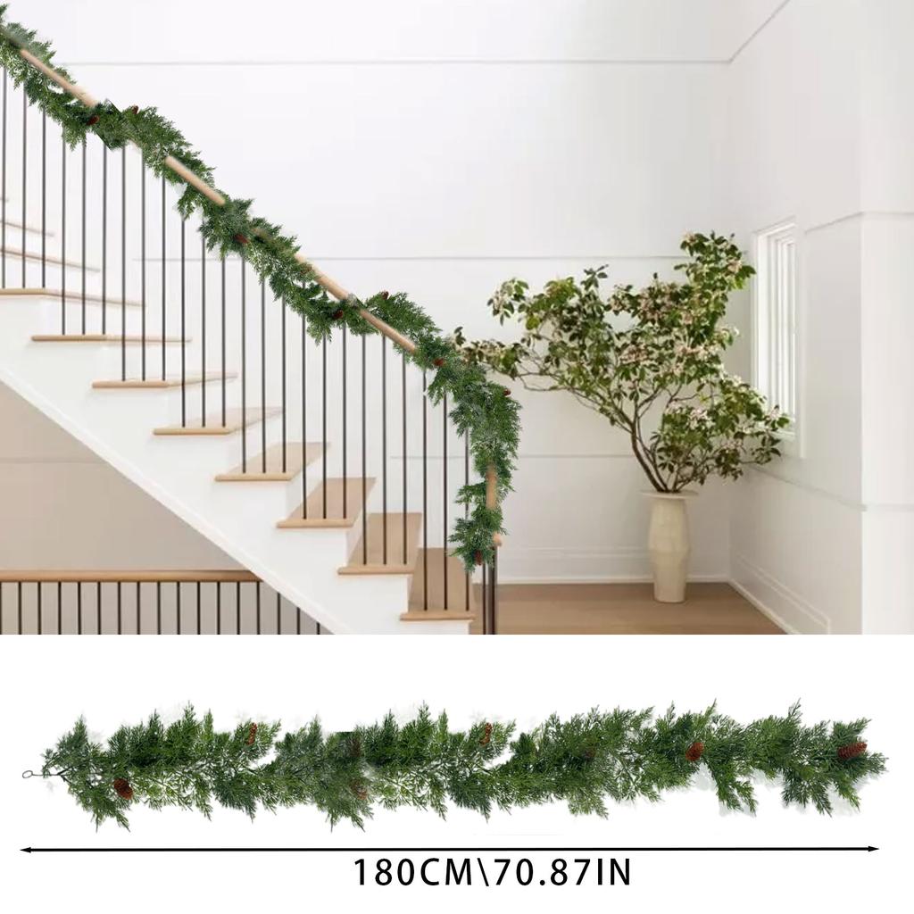 Artificial Simulation Christmas Leaf Cane Soft Feel Needle Vine Door Head Decoration Wall Hanging