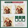 4 Pcs Retro Style Christmas Single-Sided Printed Pillowcase Cushion Cover,Suitable For Living Room,Bedroom,Car Decoration