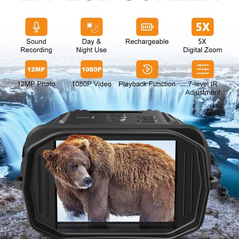 R18 1080p Бинокулярное инфракрасное устройство ночного видения 5-кратный цифровой зум 200-300 м Просмотр в полной темноте