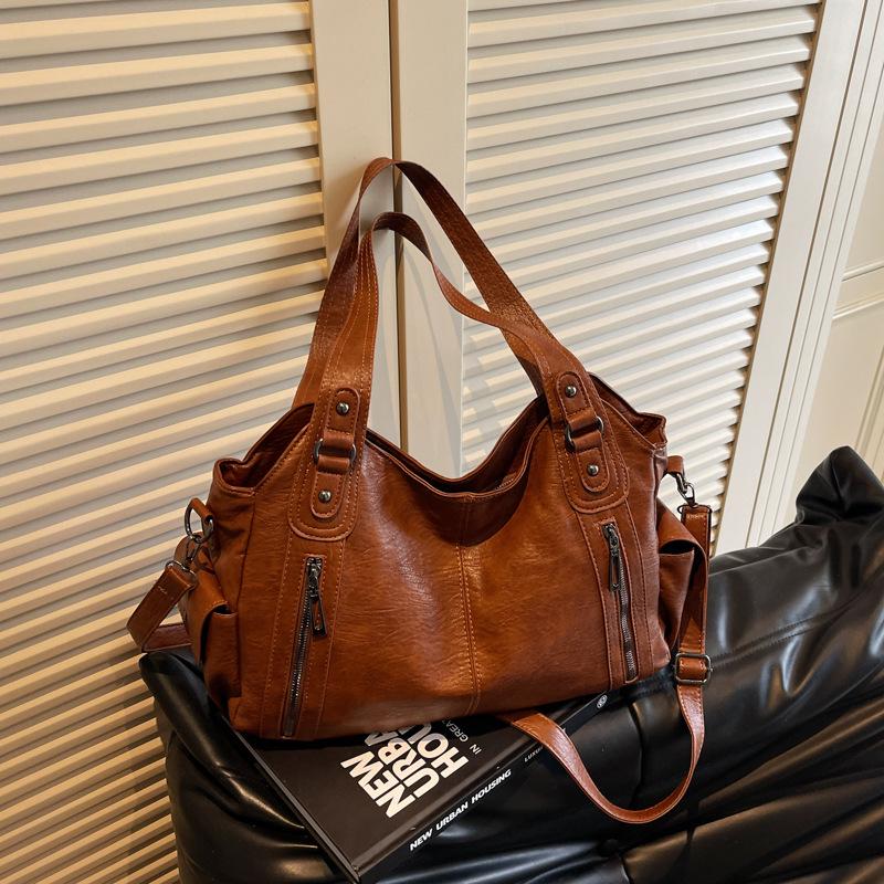 Трендовая женская сумка-тоут в стиле ретро 2025 года: Вместительная, Простая, Универсальная, Сумка через плечо и кроссбоди.