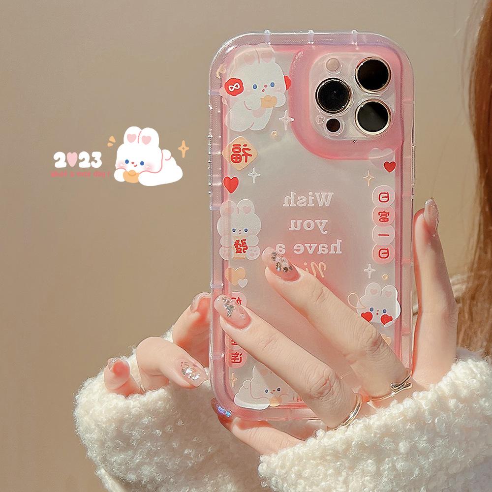 Ins Pink Rabbit Bunny Rich 2023 Защитный чехол для Iphone 13 12 Promax 14 Pro Max Plus 11promax Чехол для телефона с рисунком Conque