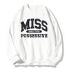 Miss Possessive Crewneck Sweatshirt Tate McRae Loose Sportswear Unisex Fleece Long Sleeve Clothing Men Women Fashion Streetwear