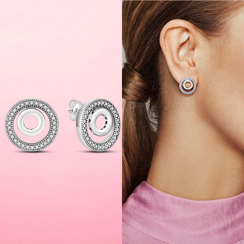 Новые корейские серьги-гвоздики из серебра 925 пробы круглые для женщин с кристаллами циркония свадебные помолвочные оригинальные серебряные 925 пробы ювелирные изделия подарок