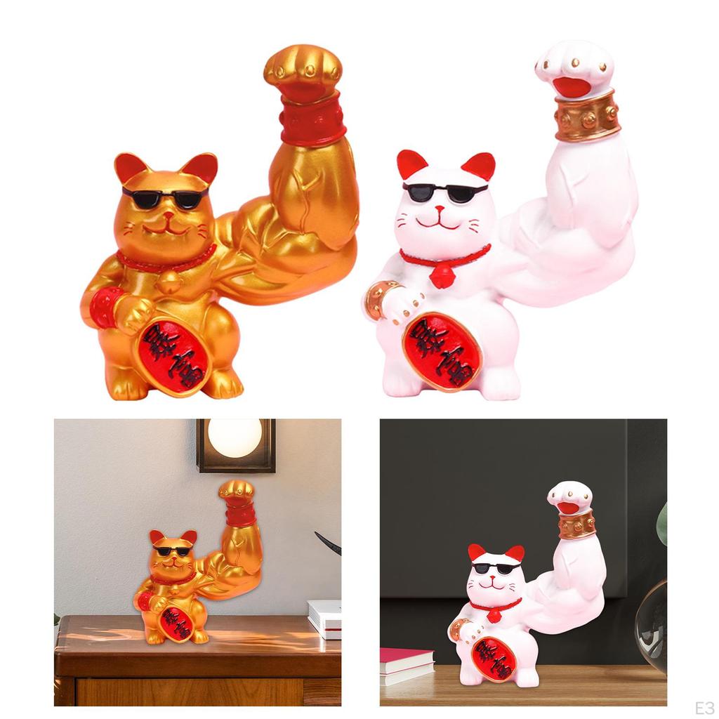Lucky Cat Figurine - Charming Animal Sculpture for Home Decor