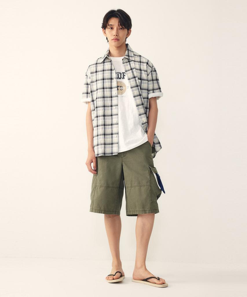 STUDIO TOMBOY [Men] Light Window Check Short Sleeve Shirt_Navy 91M6221227