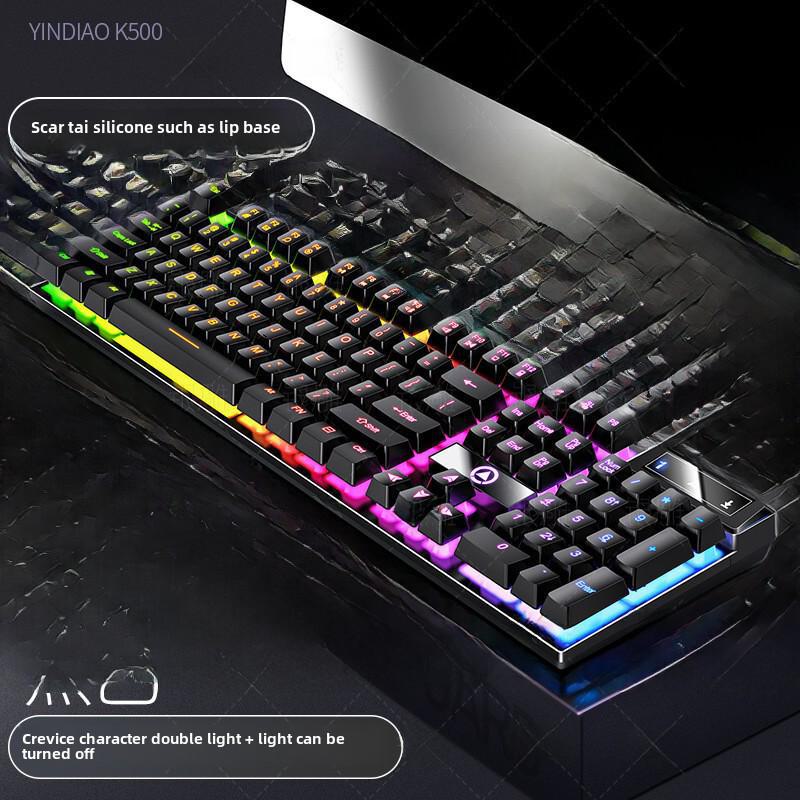 Проводная игровая клавиатура розового и серебристого цвета с цветной подсветкой - механическое ощущение для настольных компьютеров