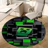 Крипер из Minecraft, Пиксель-арт, Коврик под стул, Круглый ковер, Ковер для офиса, Машинная стирка, Нескользящий, Подходит для гостиных, спален