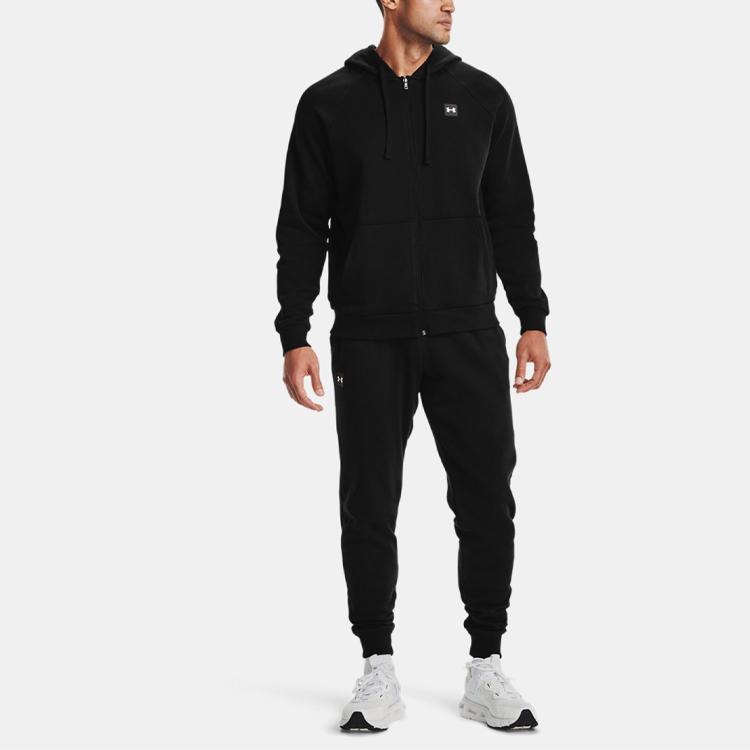 Under Armour Тренировочная флисовая теплая толстовка с капюшоном на молнии для мужчин, черная 1357111-001