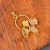 Citrine Gemstone Gold Plated Sisters Day Electroformed Ethnic Engagement Pendant V-119