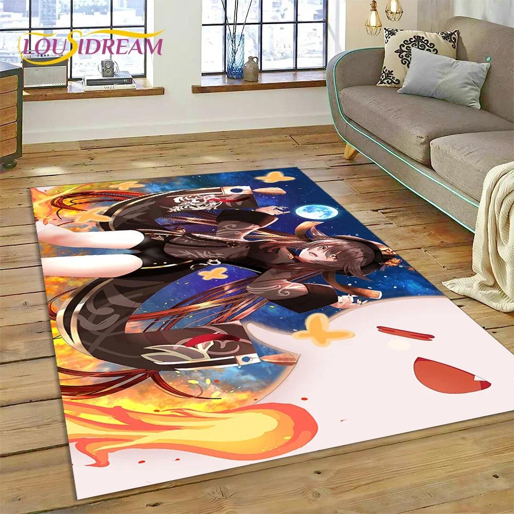 Latest Genshin Impact Cartoon Game Carpet Rug for Bedroom Living Room Home Sofa Decoration,Children Game Large Decor Floor Mat