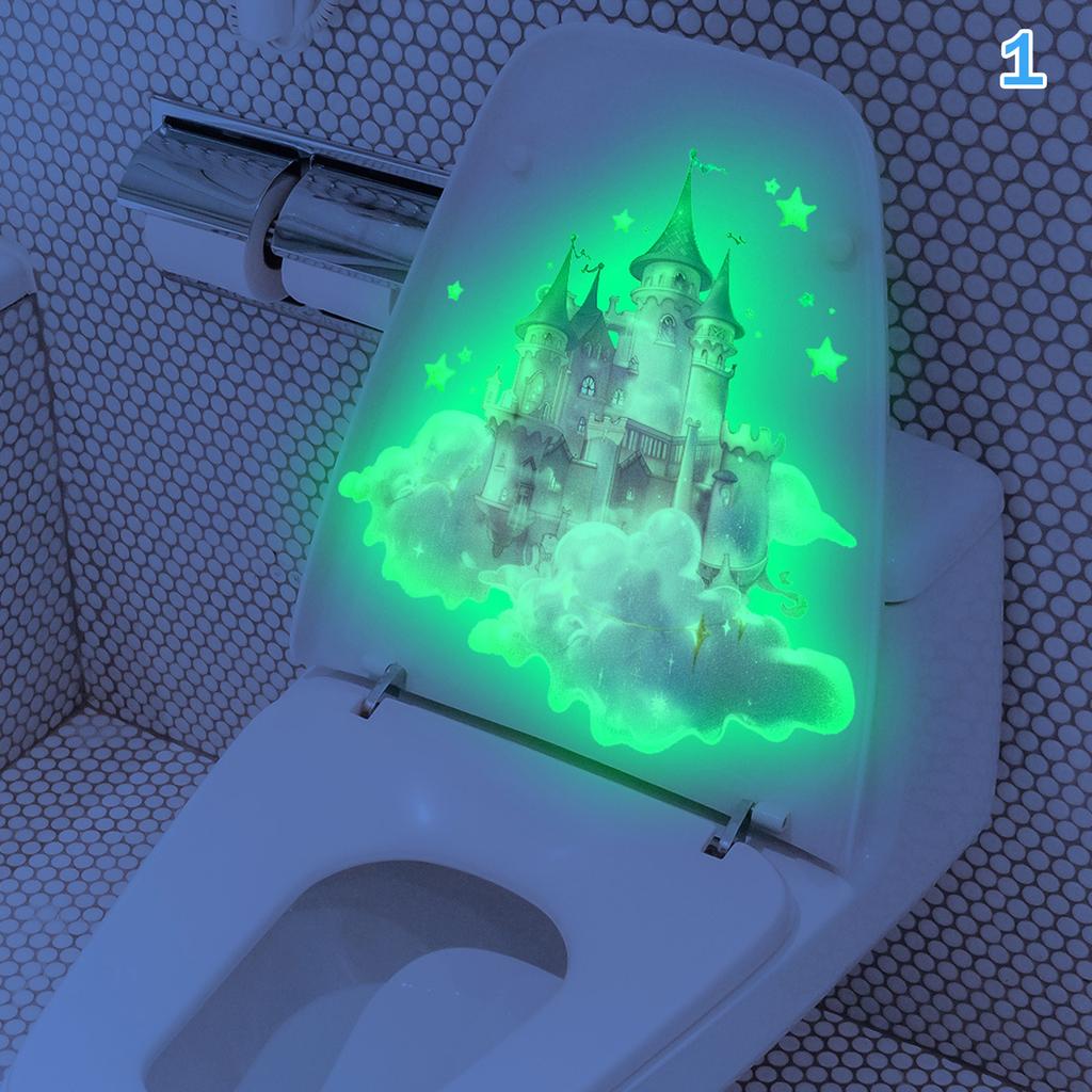 Светящийся Дельфин Панда Кролик Животное Цветок Наклейка на Туалет Самоклеящаяся ПВХ Ванная Комната Домашний Декор Зеленая Мечта Веселый Рисунок