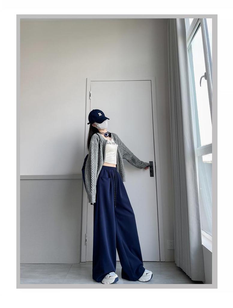 Белые брюки с высокой посадкой и широкими штанинами: Весна/Осень 2025 - Утягивающие, Свободные, Трикотажные брюки в пол для женщин