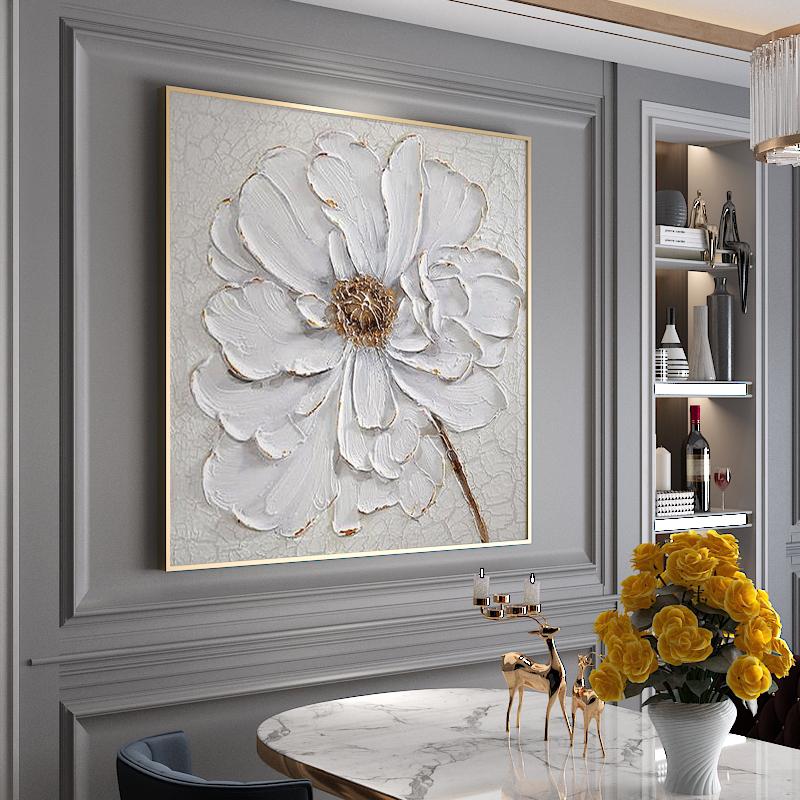 Modern White Flower Oil Painting Canvas Wall Art Painting Living Room Hotel Decor Aesthetics
