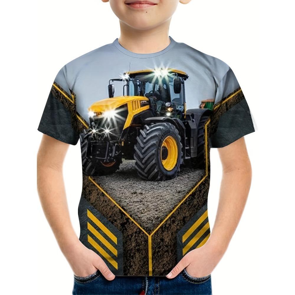 Футболка с принтом «Тягачи для детей» на 3D-принте, одежда для мальчиков, топы для девочек, футболка с коротким рукавом для детей с изображением машин и тракторов, летние футболки для мальчиков