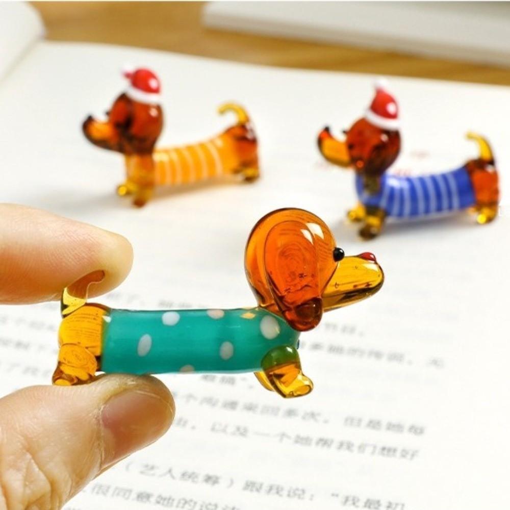 Handmade Glass Dachshund Figurine Colorful Glass Puppy Statue Dachshund Sculpture Dog Lovers