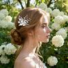 Crystal Rhinestone Hollow Leaf Hairpin Pearl U Shape Hair Pin For Wedding Bridal Party Updo Hairstyle Elegant Hair Accessories