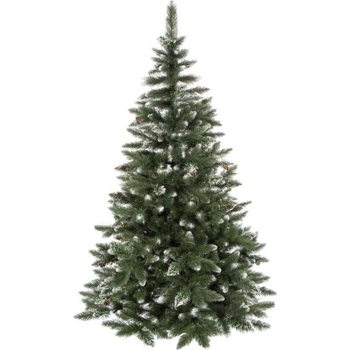 Sapin de Noël artificiel - SPRINGOS - 250 cm - Neige artificielle - Vrais cônes - PVC