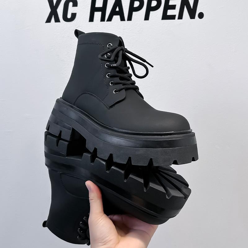 Новые мужские туфли весна и осень кожаные ботинки на толстой подошве с высоким голенищем ботинки British Martin 70077-A