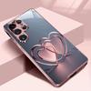 Розово-золотой чехол для телефона с сердечками и розовым стеклом для Samsung Galaxy S26 S25 S24 S23 S22 FE Ultra Plus, противоударная задняя крышка