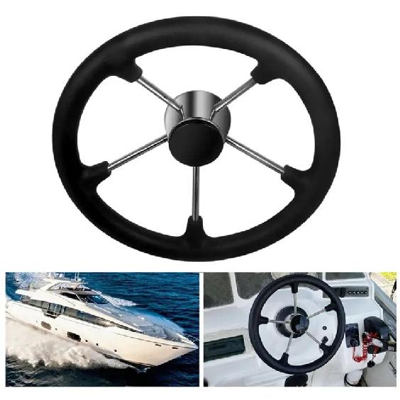 Marine Hardware Boat Accessories Stainless Steel 5 Spoke Steering Wheel with Black Foam Grip for Yacht