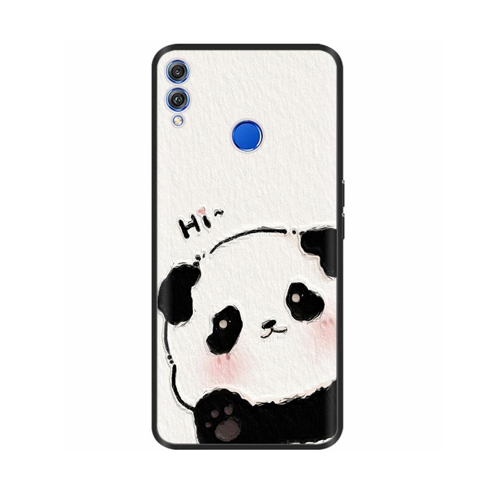 Для Honor 8X Чехол Мягкий Жидкий Силикон Полное Покрытие Чехол для Телефона Для Huawei Honor 8X Чехлы Honor8X Милый Панда Задняя Крышка Fundas