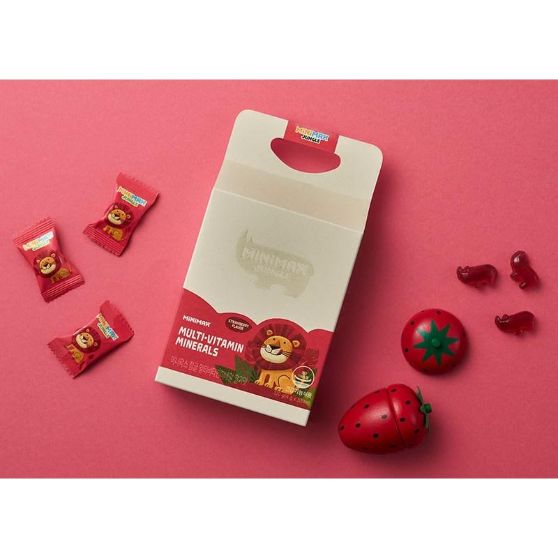 Mini Max Jungle Multivitamin Mineral Strawberry Flavor 120g, 30 Tablets, 3 Units