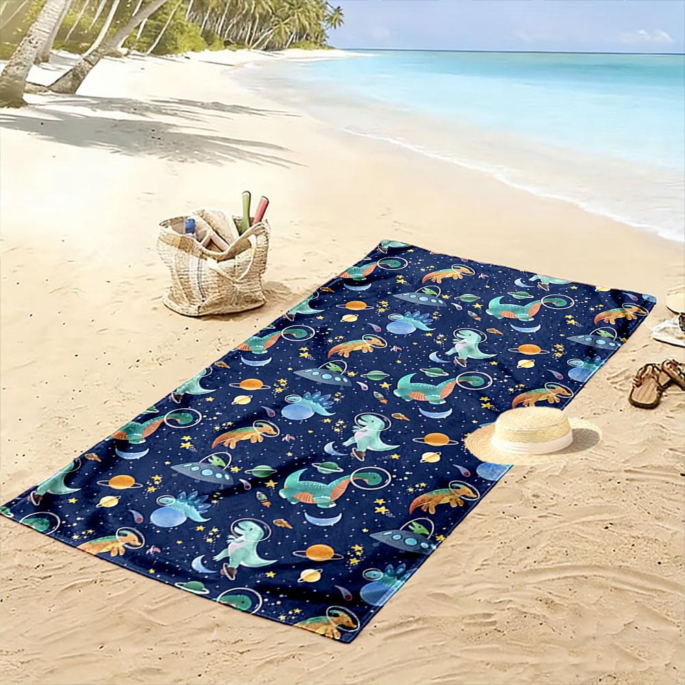 Dinosaur UFO Galaxy Space Print Beach Towel Quick-drying for Travel Outdoor Sports Jogging Beach and Swimming