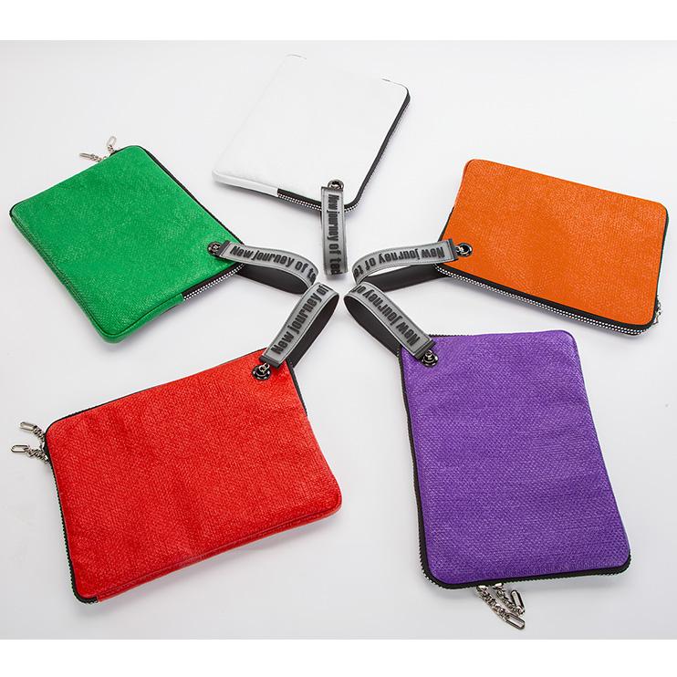 Men Women Laptop Bag 13 Inch Tablet Laptop Sleeve Case Linen+PU Leather Handbag 2022 New Street Trend Clutch Bag for Boys Girls