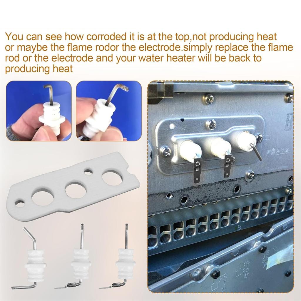 Простая установка Комплект электродов пламени Запасной комплект электродов зажигания Подходит для моделей водонагревателей