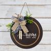 Elegant Spring Leopard Print Bow Welcome Door Sign With Wood Beads For Cottage Style