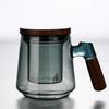 Wood Handle Glass Tea Cup with Tea Infuser with Lid Tea Maker Smooth Surface Tea Pitcher  Teaware
