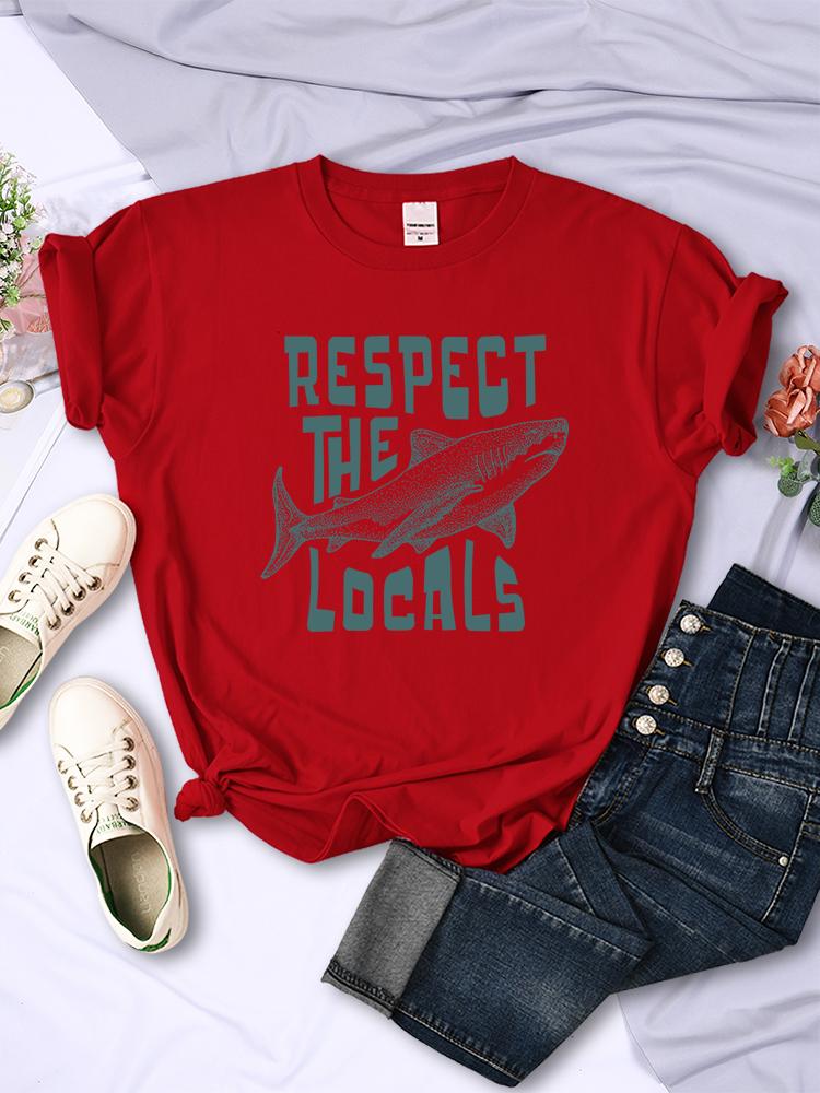 Respect The Locals Shark Новые 3D-принты Женская футболка Одежда Повседневная индивидуальная футболка Уличный хип-хоп короткий рукав Летние женские топы