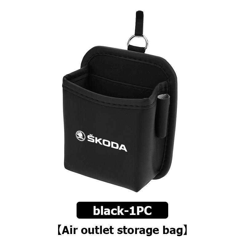 AAABT1 For Skoda Car Air Outlet Storage Box Hanging Phone Lipstick Lighter Organizer Bag Holder Kodiaq Fabia Kamiq Karoq Octavia 2 3