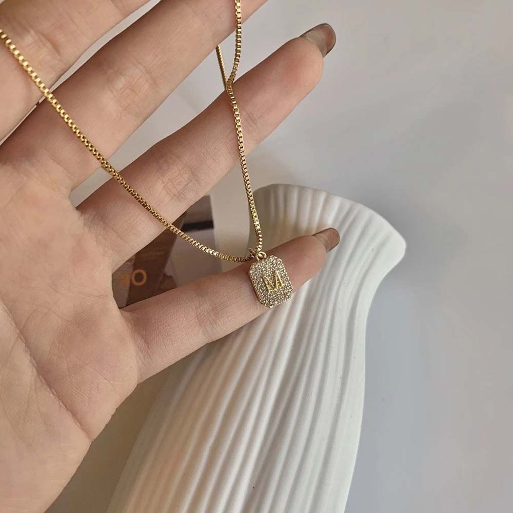 Crystal Pendant Girls Women Fashion Jewelry Zircon Clavicle Chain Titanium Steel M Letter Necklace