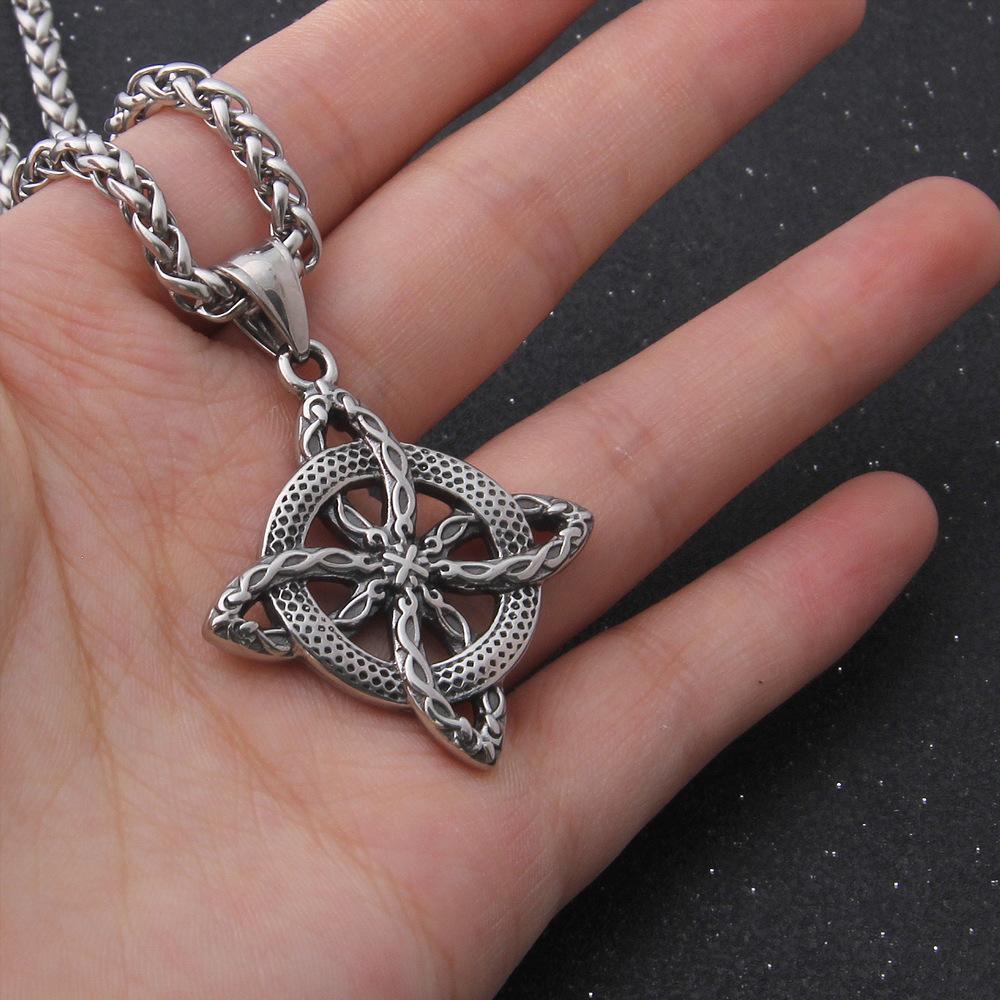 Ретро мода ведьма узел кулон ожерелье ведьмы защита узел ожерелье кулон узел кулон панк ожерелье из нержавеющей стали полые шармы