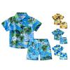 Гавайский комплект одежды для малышей-мальчиков с изображением заката, пальмовых листьев, рубашка и шорты для детей на берегу моря