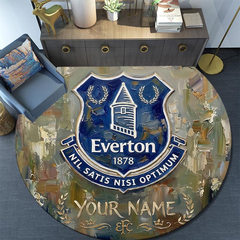 Custom Name Everton Round Area Rug,Carpet Rug for Living Room Bedroom Sofa Playroom Decor,Non-slip Floor Mat